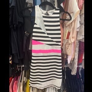Black, white, & hot pink dress